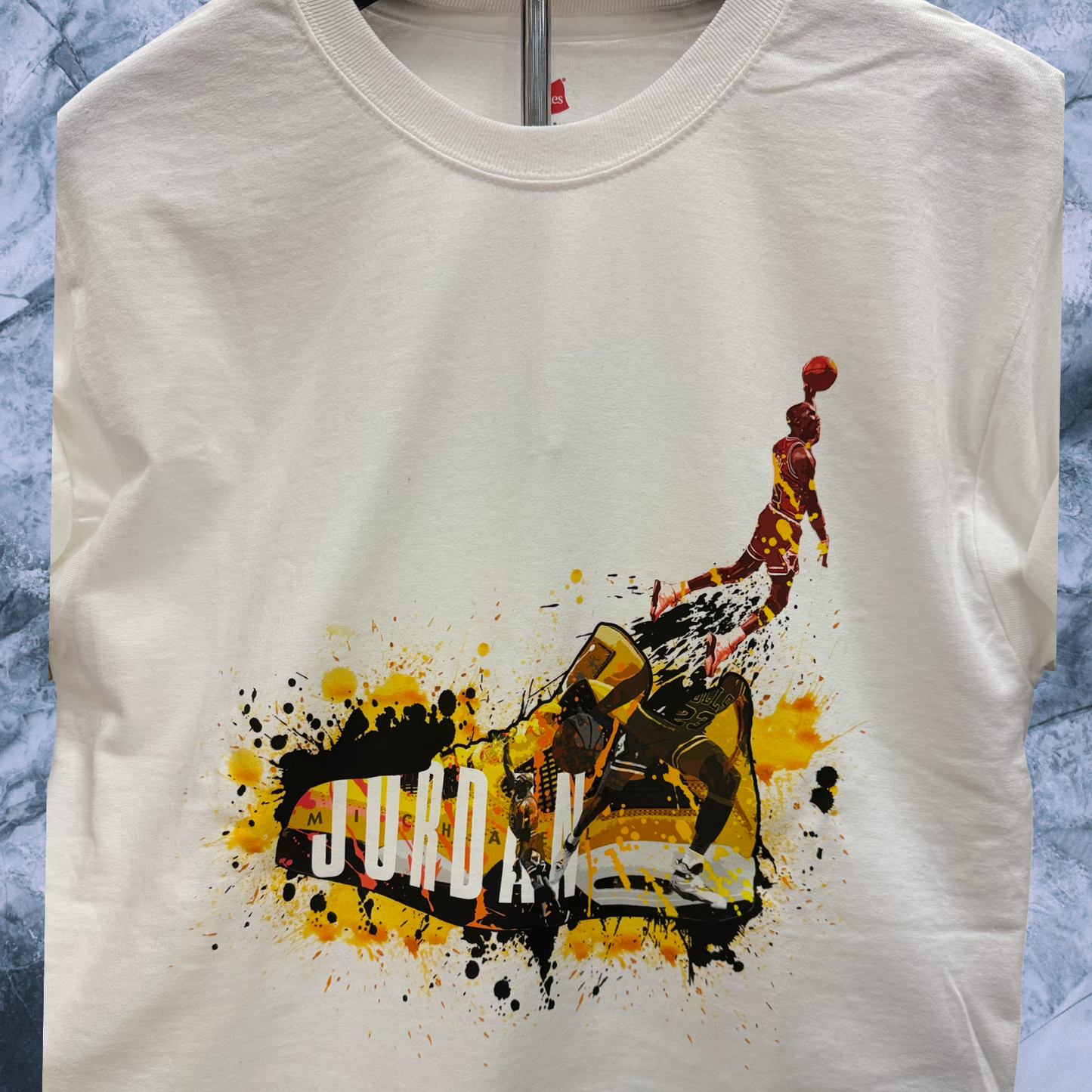 Basic white tee with front print