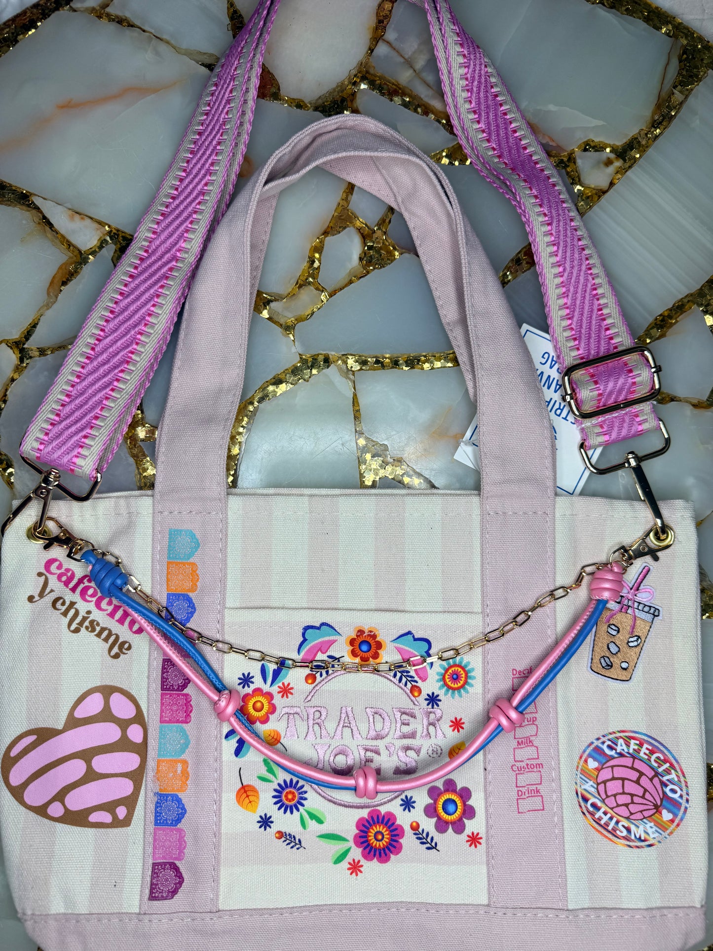 Pink canvas tote bag