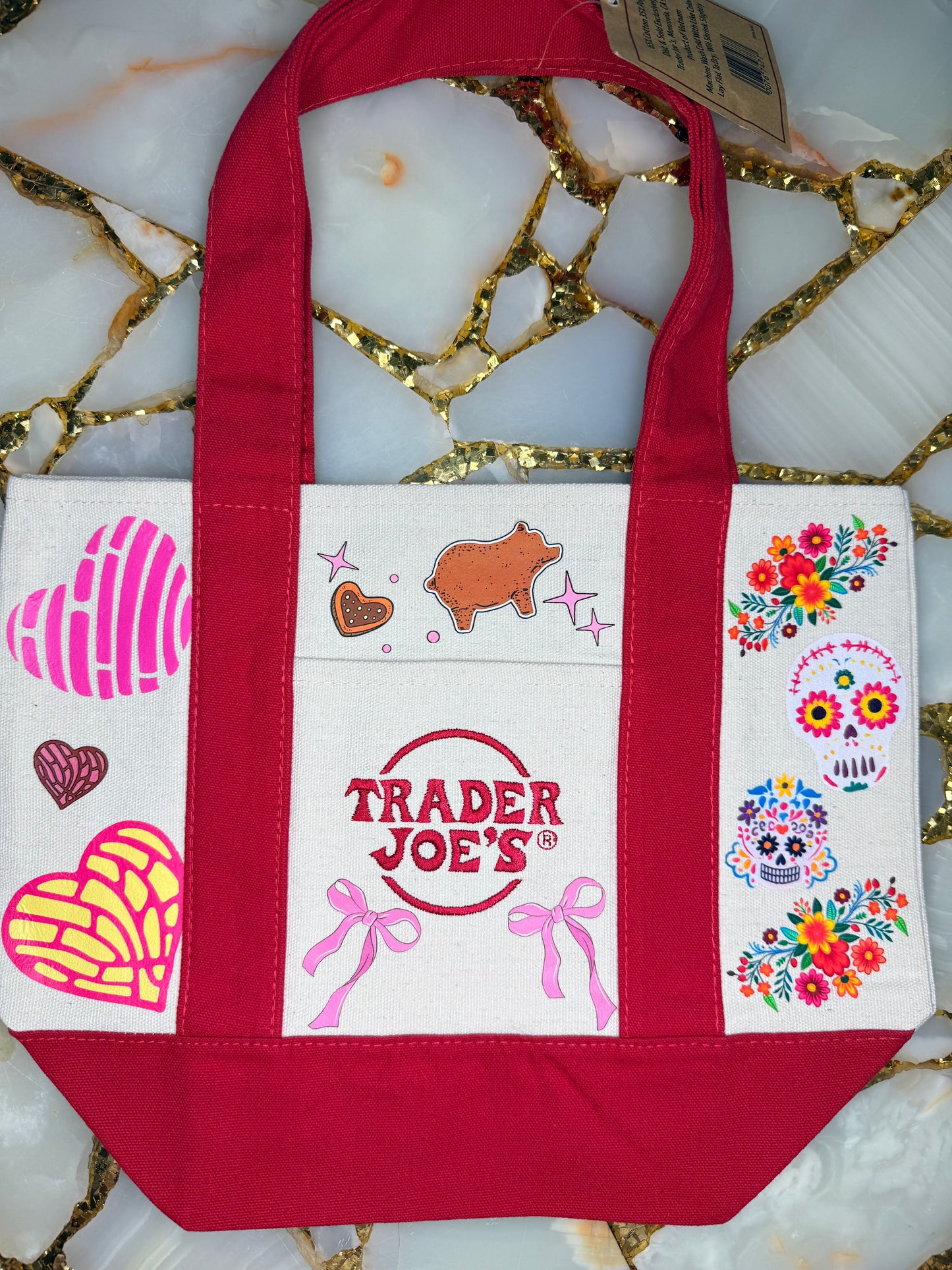 Mexican art themed canvas tote bag