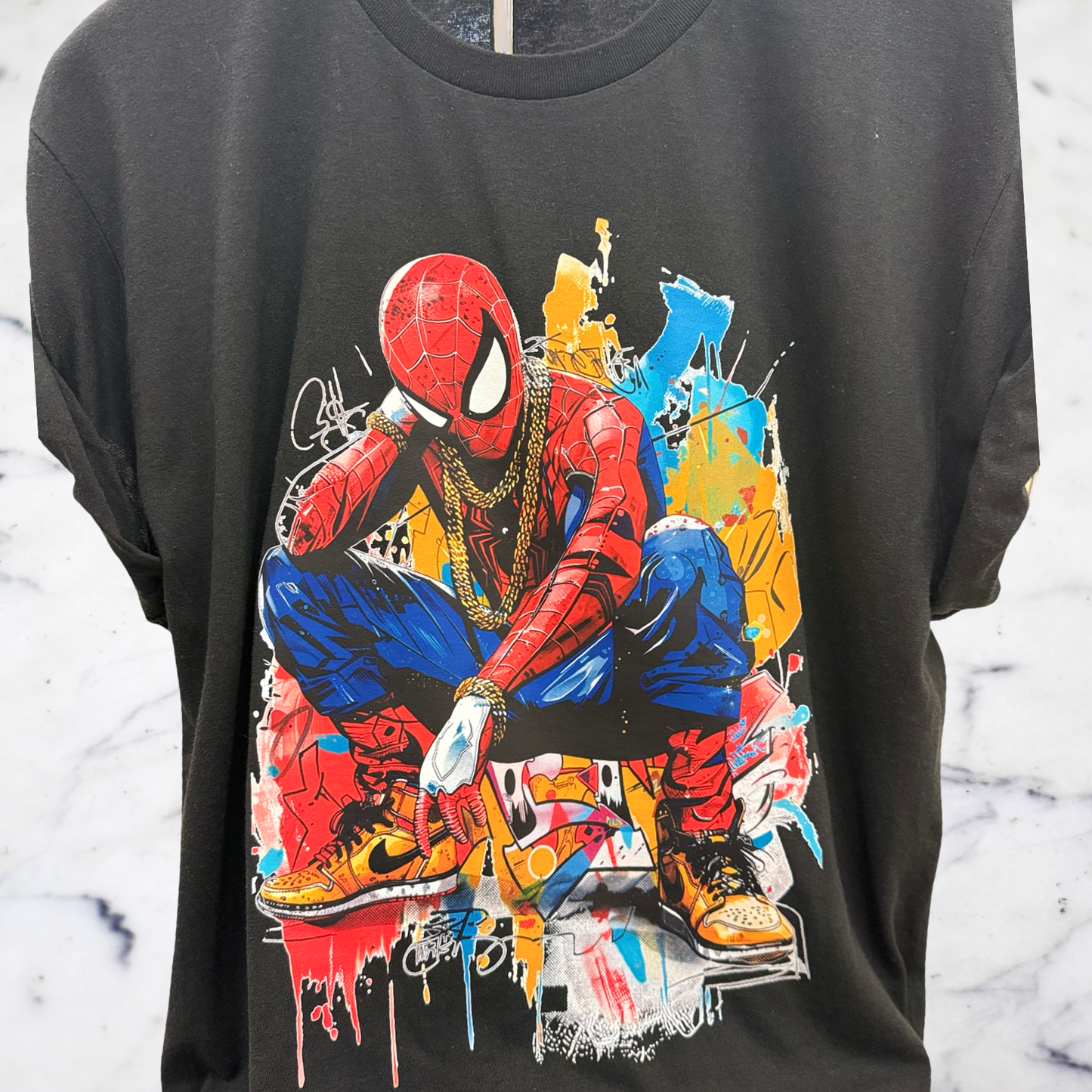 All black tee with large front print